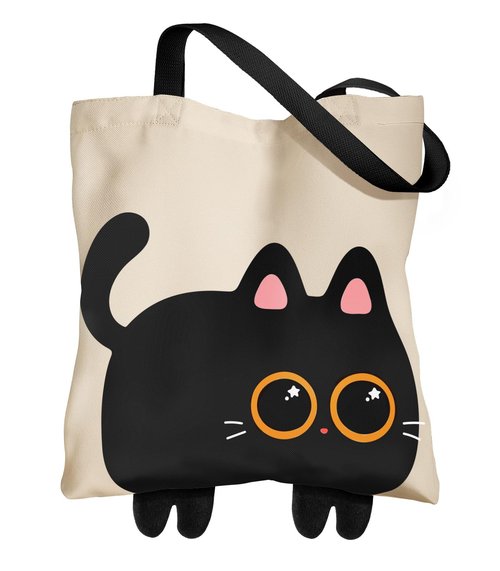 Miss Adola Black Cat Graphic Cute Tote Bag for Women - Magnetic Closure & Inner Pocket, Adorable Little Feet, Funny Cartoon Design Tote Bags, Black Cat Gifts for Women Girls