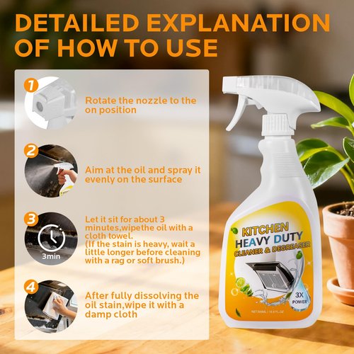 Wind in Hand Kitchen Cleaner Spray for Oven Cleaner - clean up kitchen oil stains Degreaser for Range Hoods, Cooktop Cookware & Appliances - Rich Foam & Deep Cleaning for Heavy Duty