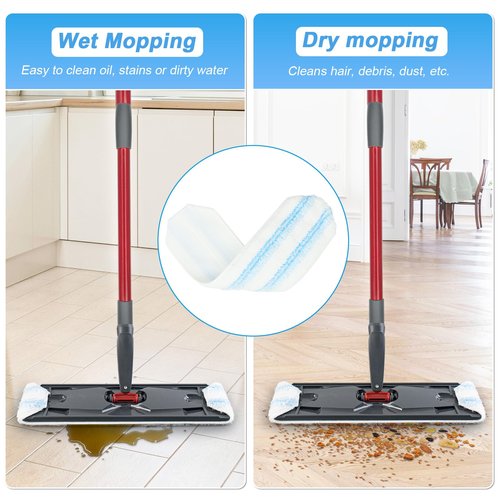 6 Pack Microfiber Replacement Mop Pads for O-Cedar H2prO Flat Mop System, Washable and Reusable Mop Pad Refills for O Cedar H2pro Flat Mop, Flat Mop Replace Heads for Wet Dry Floor Deep Clean