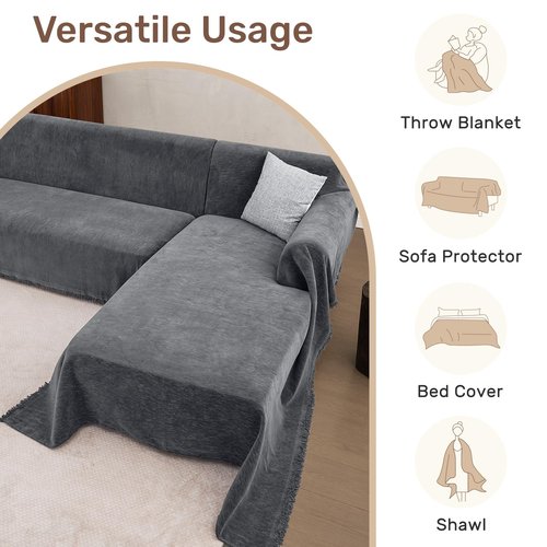 Houmiggle Sectional Couch Covers, 2 Pieces Washable L Shaped Couch Covers Sofa Blanket for Dogs Pet Friendly Sectional Sofa Slipcovers Furniture Covers,71"x 110"+ 71"x 118",(X-Large,Dark Gray)