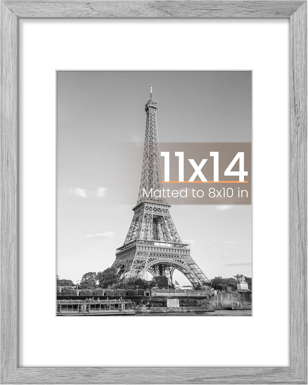 Upsimples 11x14 Picture Frame - Display 8x10 Photos with Mat or 11x14 Without | Gray, 1 Pack
