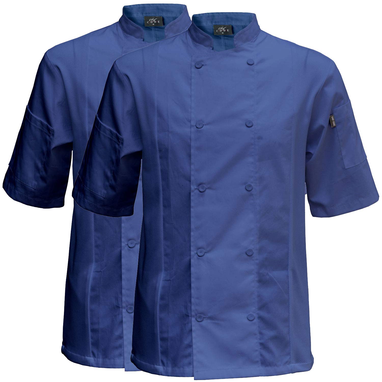 Chef Code 2-PACK Cool Breeze Side Vent Chef Coat (Royal, Large)