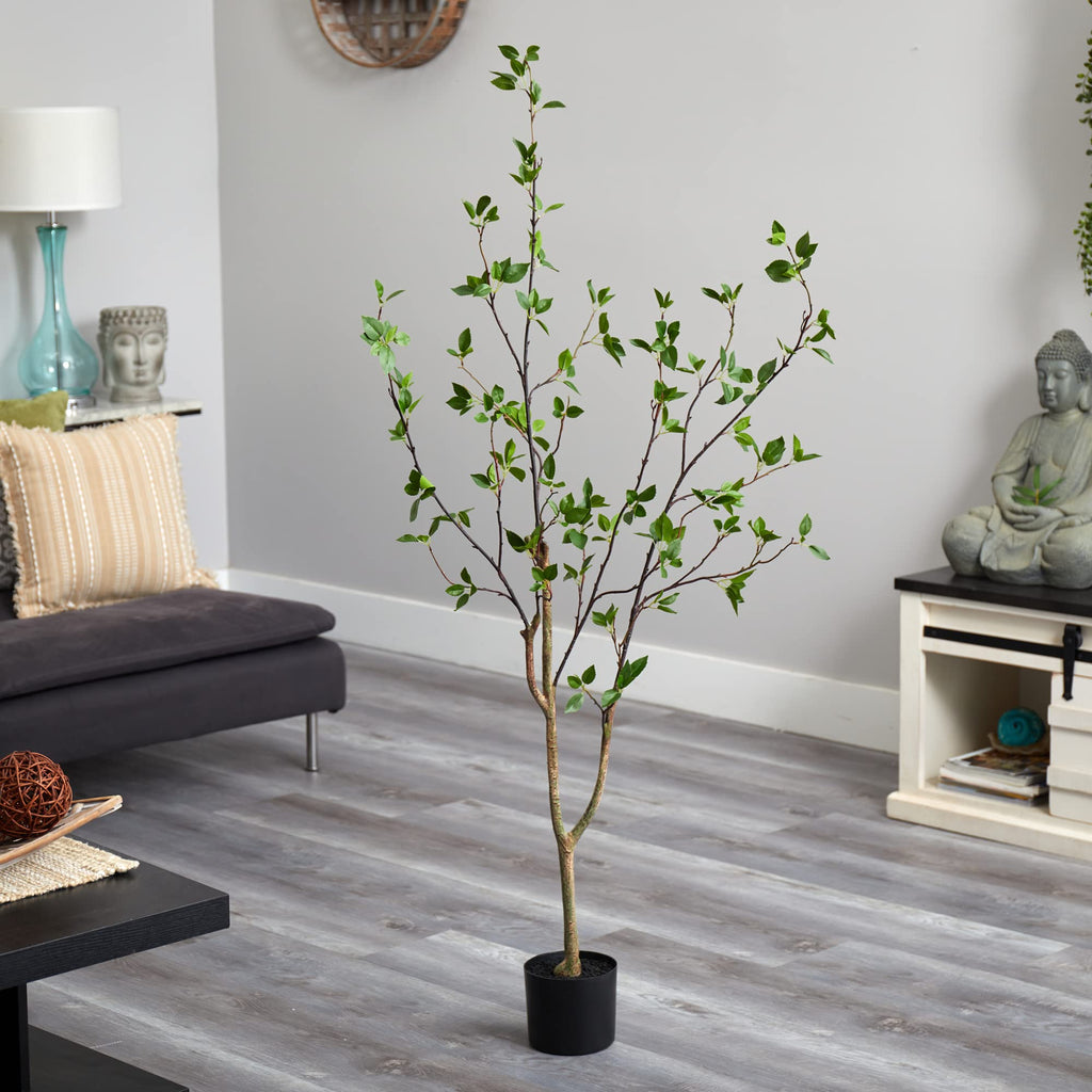 Nearly Natural 5ft Citrus Artificial Tree with Bendable Branches, Realistic 60in Minimalist Fake Tree with Nursery Planter for Indoor Home Decor, Living Room, and Office Decor