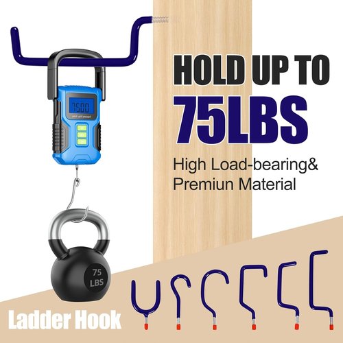 Heavy Duty Garage Hooks by Garage - 12-Pack Wall Mounted Steel Tool Hangers for Organizing Ladders, Bikes & More (Blue)