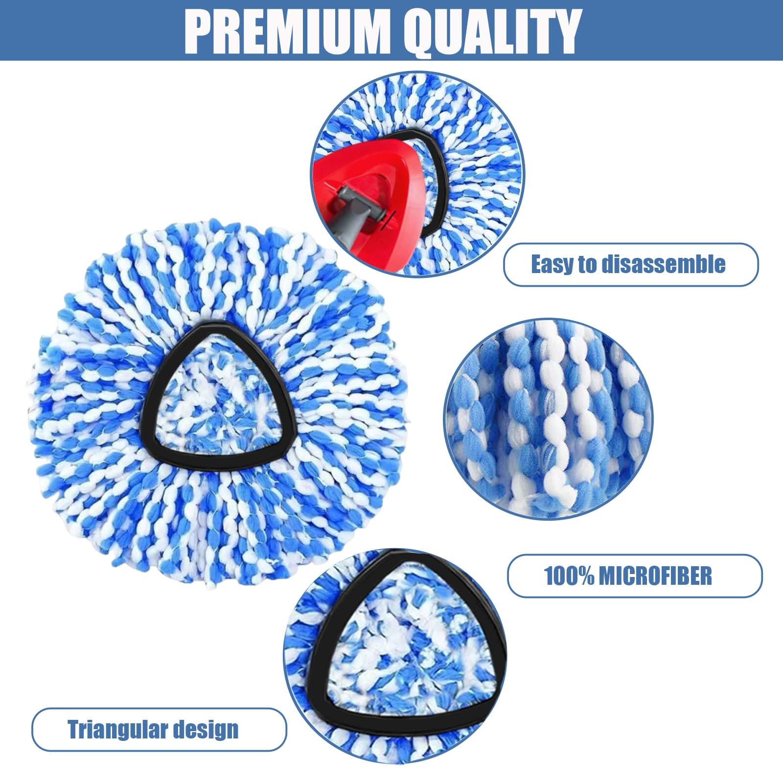 4-Pack Spin Mop Replacement Head for O-Ceda RinseClean Spin Mop Refill 2-Tank System Microfiber Deep Cleaning Machine Washable and Easy-to-Replace