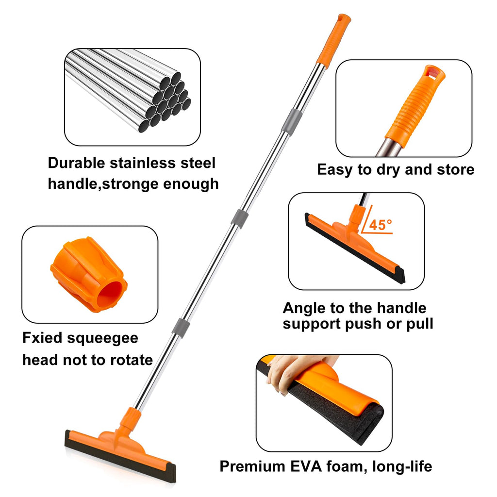 ITTAR Heavy-Duty Floor Squeegee, 62" Adjustable Handle, EVA Foam Blade, Ideal for Concrete, Garage, Patio & More