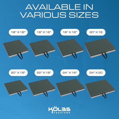 Kölbs Gel Extreme Wheelchair Seat Cushion - Coccyx & Sciatica Pain Relief | 16x16 Inch, 3 Inch Thick