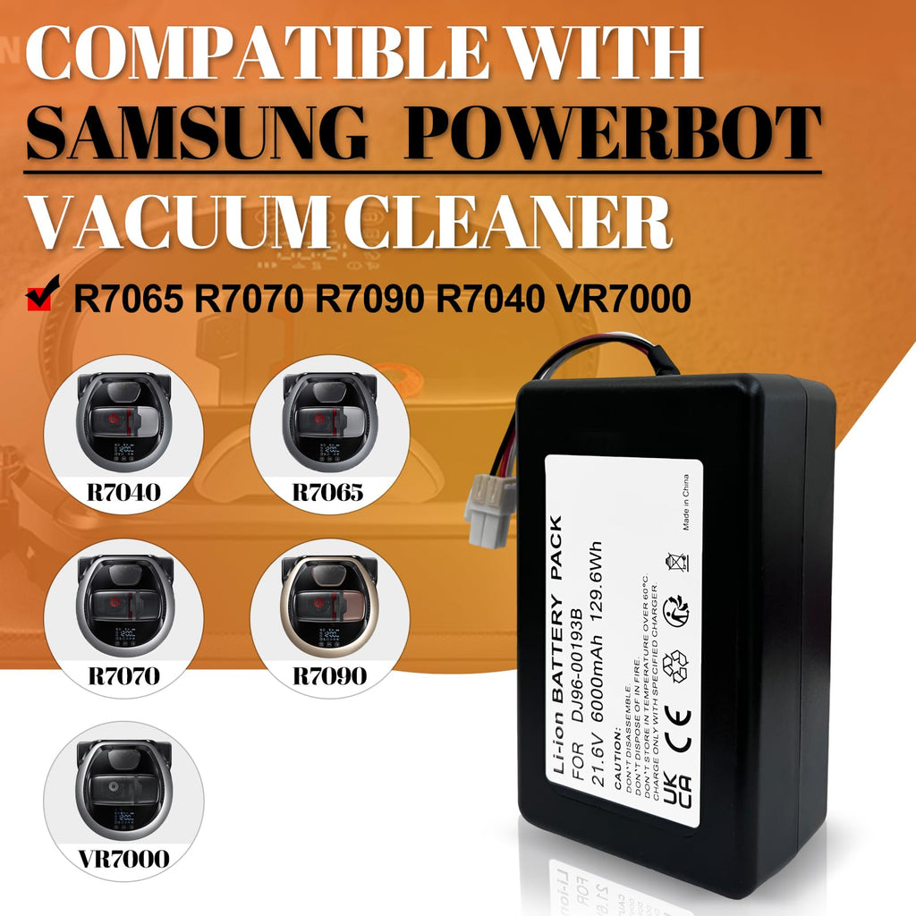 PWRTank Battery for Samsumg PowerBot R7040, R7065, R7070, R7090, VR7000, Replacement for DJ96-00193B DJ96-00193F VCA-RBT72 DJ68-00741V-00,etc