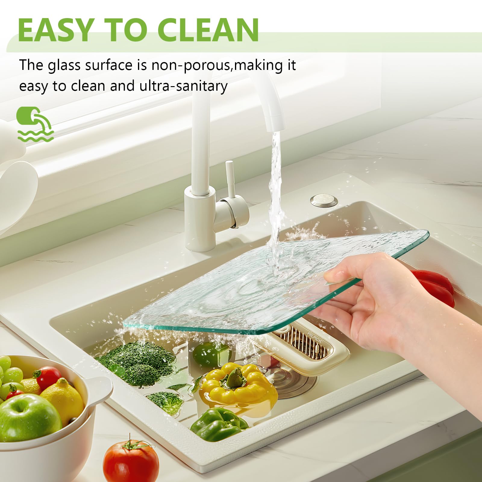 Tempered Glass Cutting Board for Kitchen,3 Pack Clear Glass Cutting Board with Rubber Feet, Scratch, Heat, Shatter Resistant and Easy to Clean(8"x12" & 10"x14" & 12"x16")