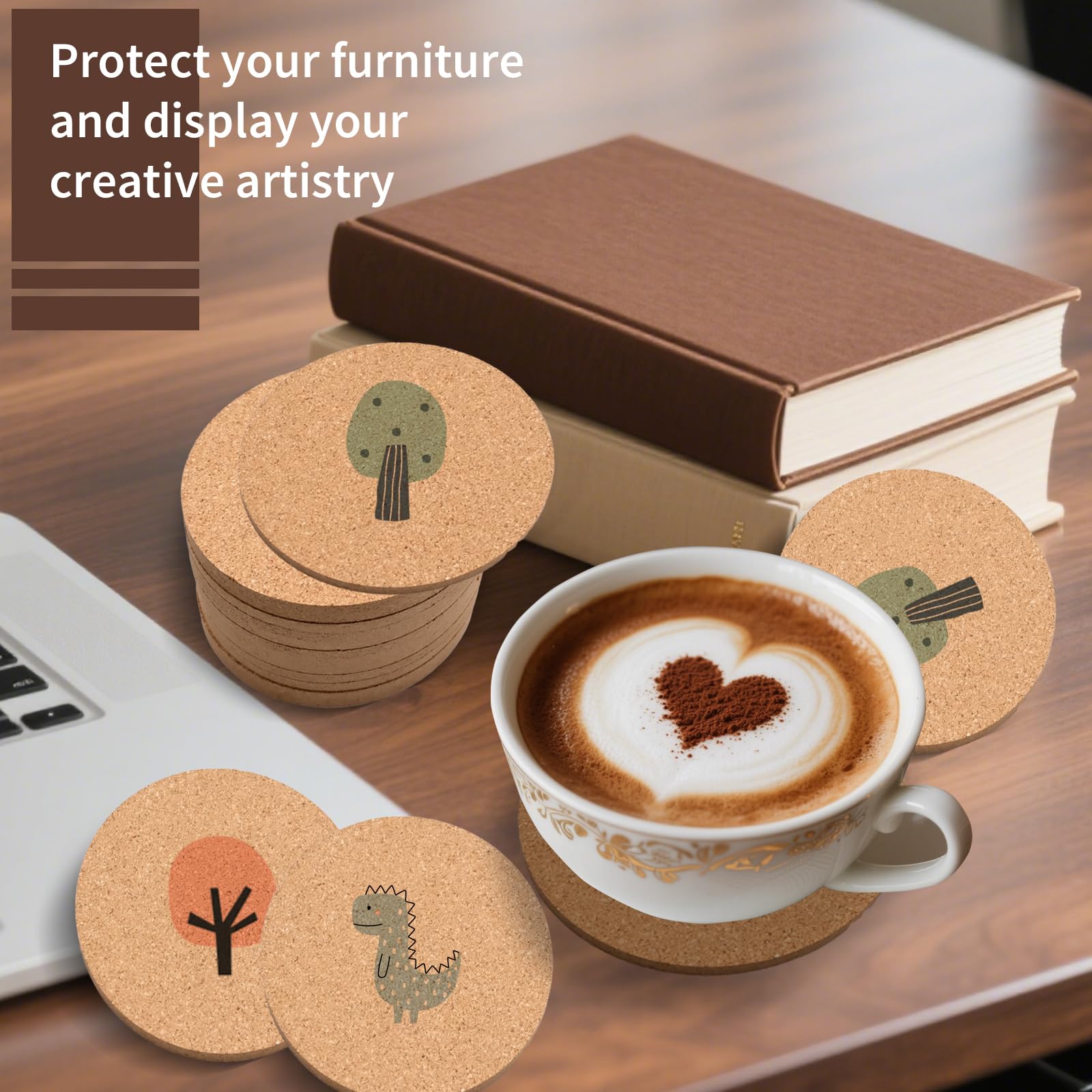 LECEHIVO 320 Pcs Cork Coasters Bulk 4 Inch Absorbent Cork Coasters DIY Blank Trivets for Dishes,Wine Glass,Kitchen,Office, Home Bar