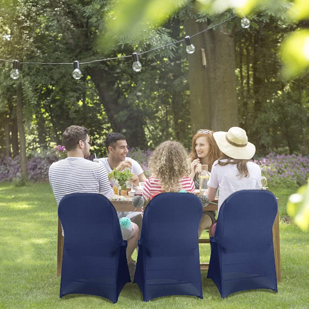 Babenest Spandex Folding Chair Covers - Upgraded Universal Stretch Washable Protector | Navy Blue (30)