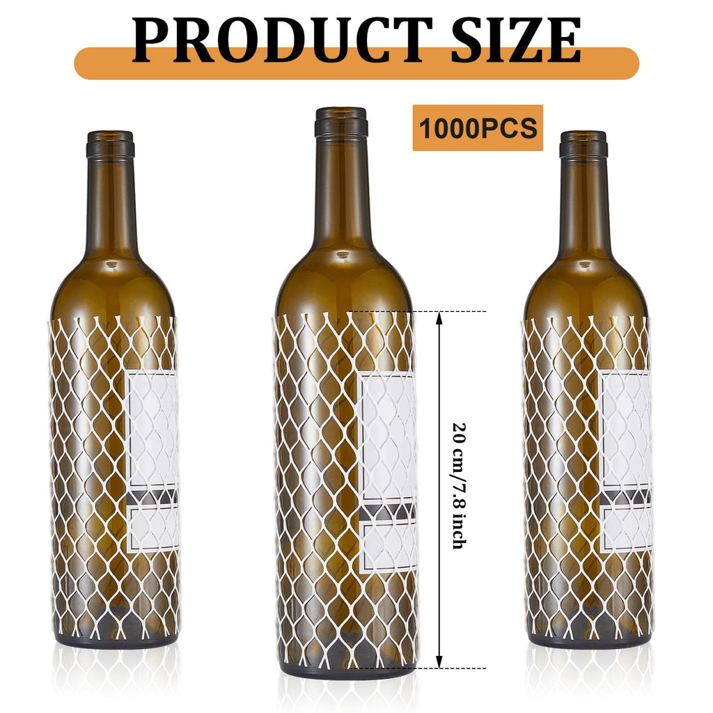 Boao 1000 Pcs Wine Mesh Liquor Bottles Protector Sleeves 7.8 Inch PE Net Wine Bottle Protector for Travel Glass Liquor Bottle Sleeves, Keep Bottles Safe While Traveling, White