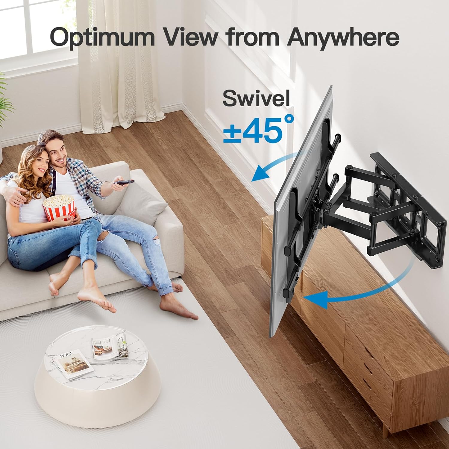 Pipishell Full Motion TV Wall Mount - Fits 37-84 Inch TVs Up to 132lbs | Articulating Swivel & Tilt Design