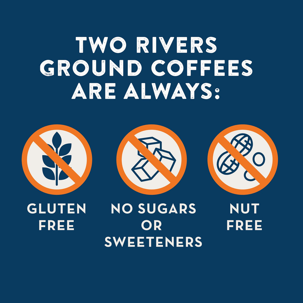Two Rivers Coffee Chocolate Coconut Flavored Ground Coffee, Perfectly Balanced, Always Smooth, Made with 100% Arabica Beans - Flavor Enhanced, 10 Ounce Bag