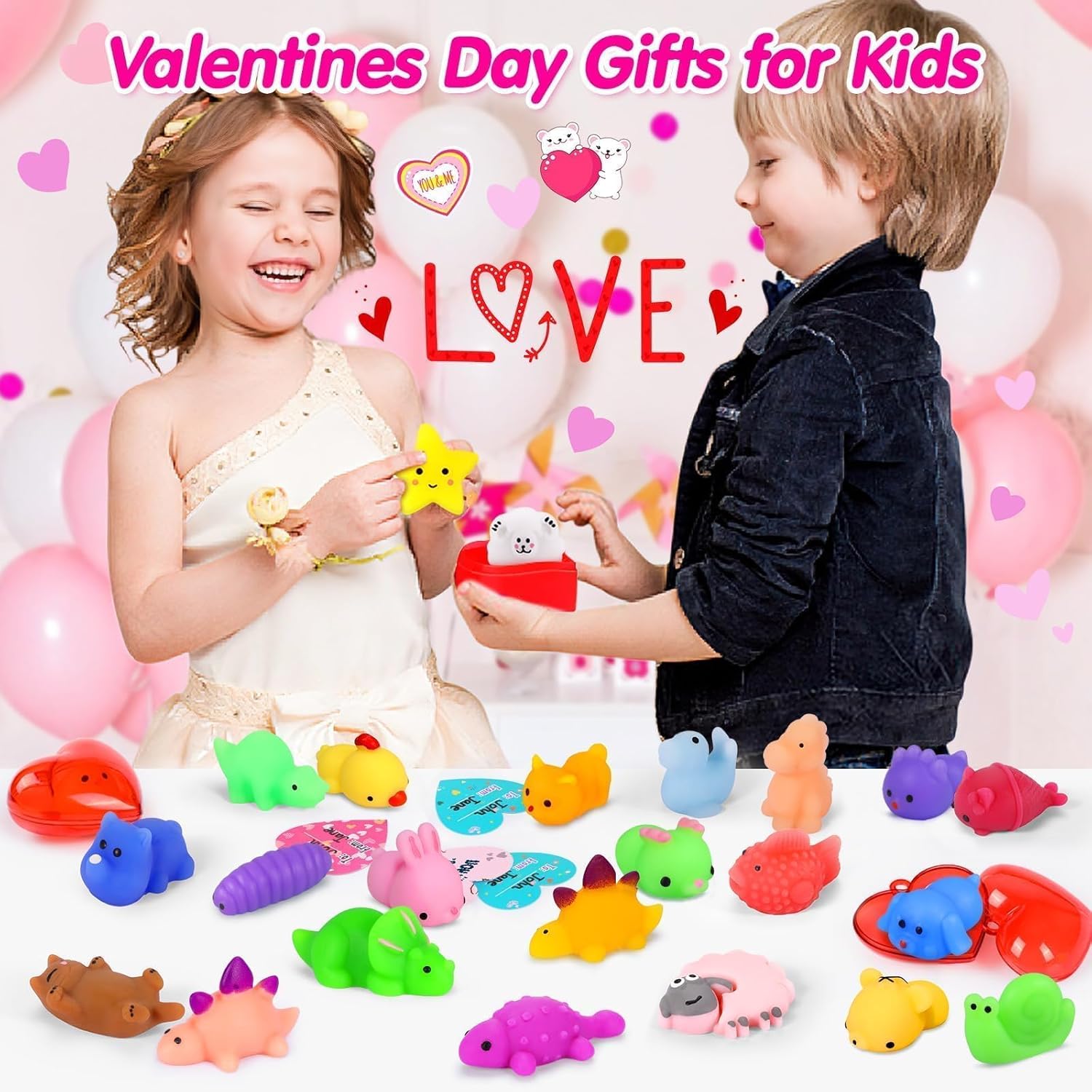 Skiennix 130pcs Kawaii Squishy Toys - Fun Fidget Treasure Box for Classroom Prizes & Gifts