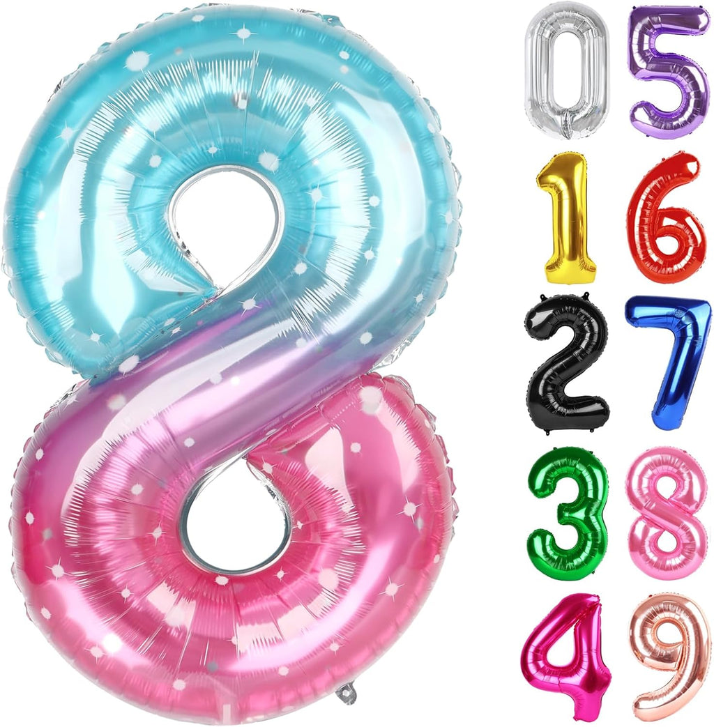 Starry Sky 40-Inch Number 8 Balloon - Giant 8th Birthday Party Decoration for Kids