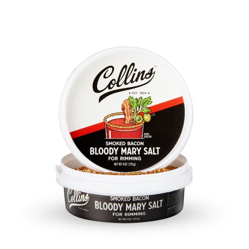 Collins Smoked Bacon Bloody Mary Salt - Bloody Mary Accessories Spicy Salt Rimmer for Cocktails - 4oz Set of 1