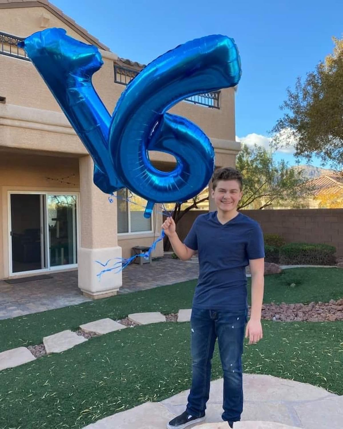 Number 16 Balloon - Navy Blue 40 Inch Birthday Decoration for 16th Party | Perfect for Boys & Girls