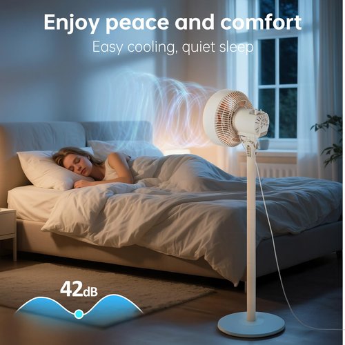 BEESTAR Stand Fan for Bedroom,Oscillating Pedestal Fan with 3-Speed, Adjustable Height,Standing Floor Fan for Living Room, Bedroom, Kitchen, and Home Office