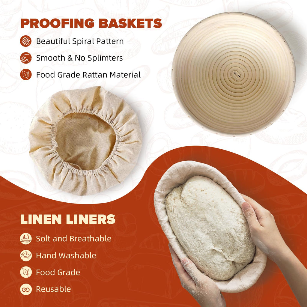 VIMERPA Sourdough Starter Kit with Pot, Sourdough Bread Baking Supplies, Bread Making Kit for Beginners, Banneton Bread Proofing Baskets for Home and Kitchen, Making Tools Kit