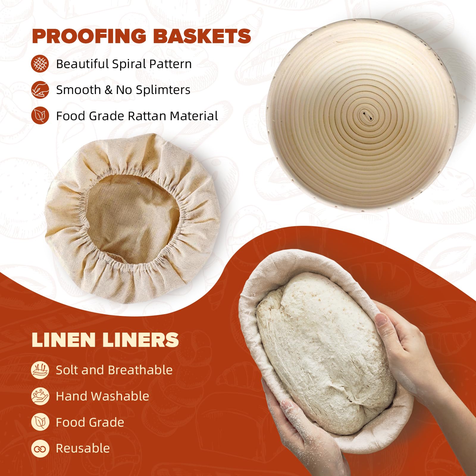 VIMERPA Sourdough Starter Kit with Pot, Sourdough Bread Baking Supplies, Bread Making Kit for Beginners, Banneton Bread Proofing Baskets for Home and Kitchen, Making Tools Kit