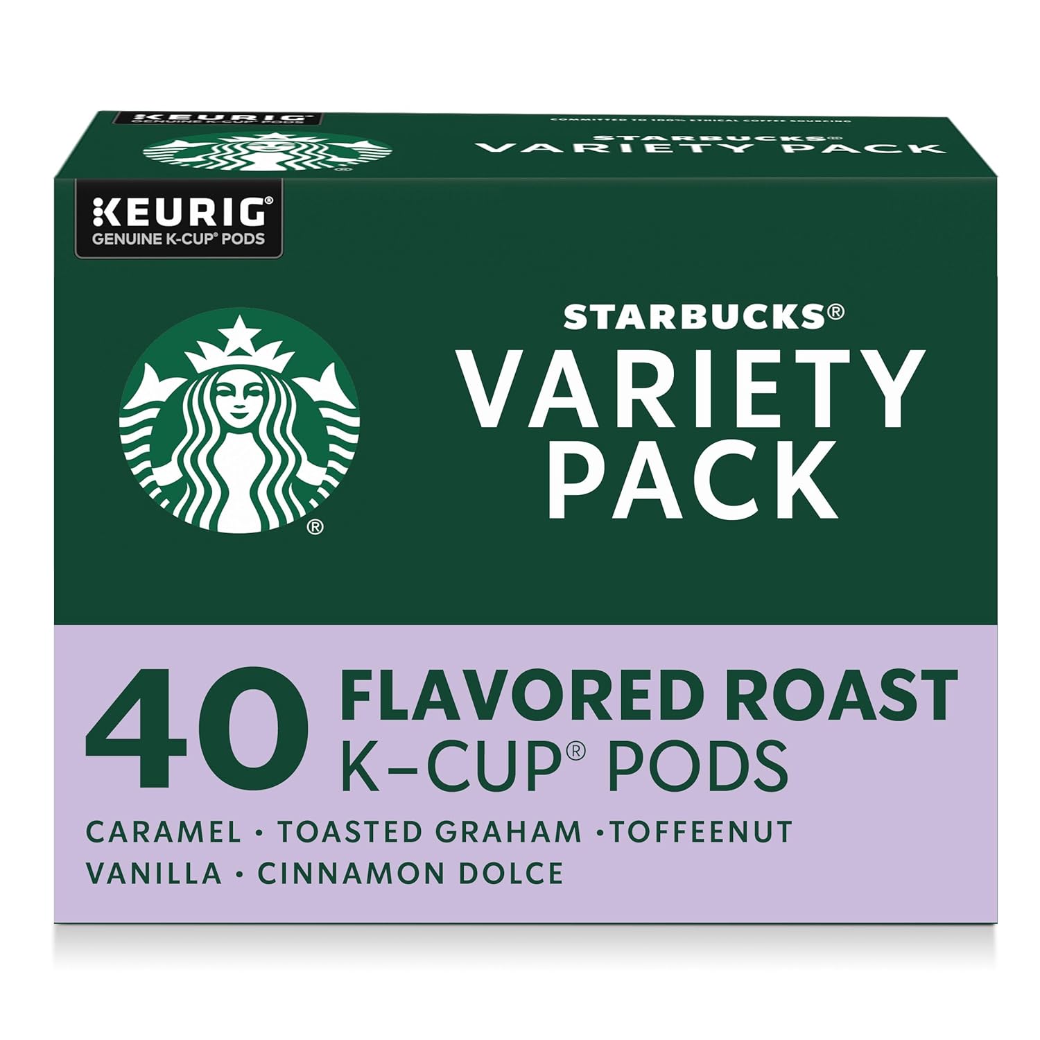 Starbucks K-Cup Coffee Pods - Flavored Hot or Iced Coffee Variety Pack | 40 Count