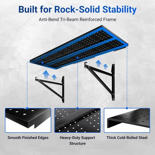 FLEXIMOUNTS 2-Pack Garage Shelving - Heavy-Duty Wall-Mounted Storage Rack | 14"x34" Perforated Design, 700 lbs Capacity