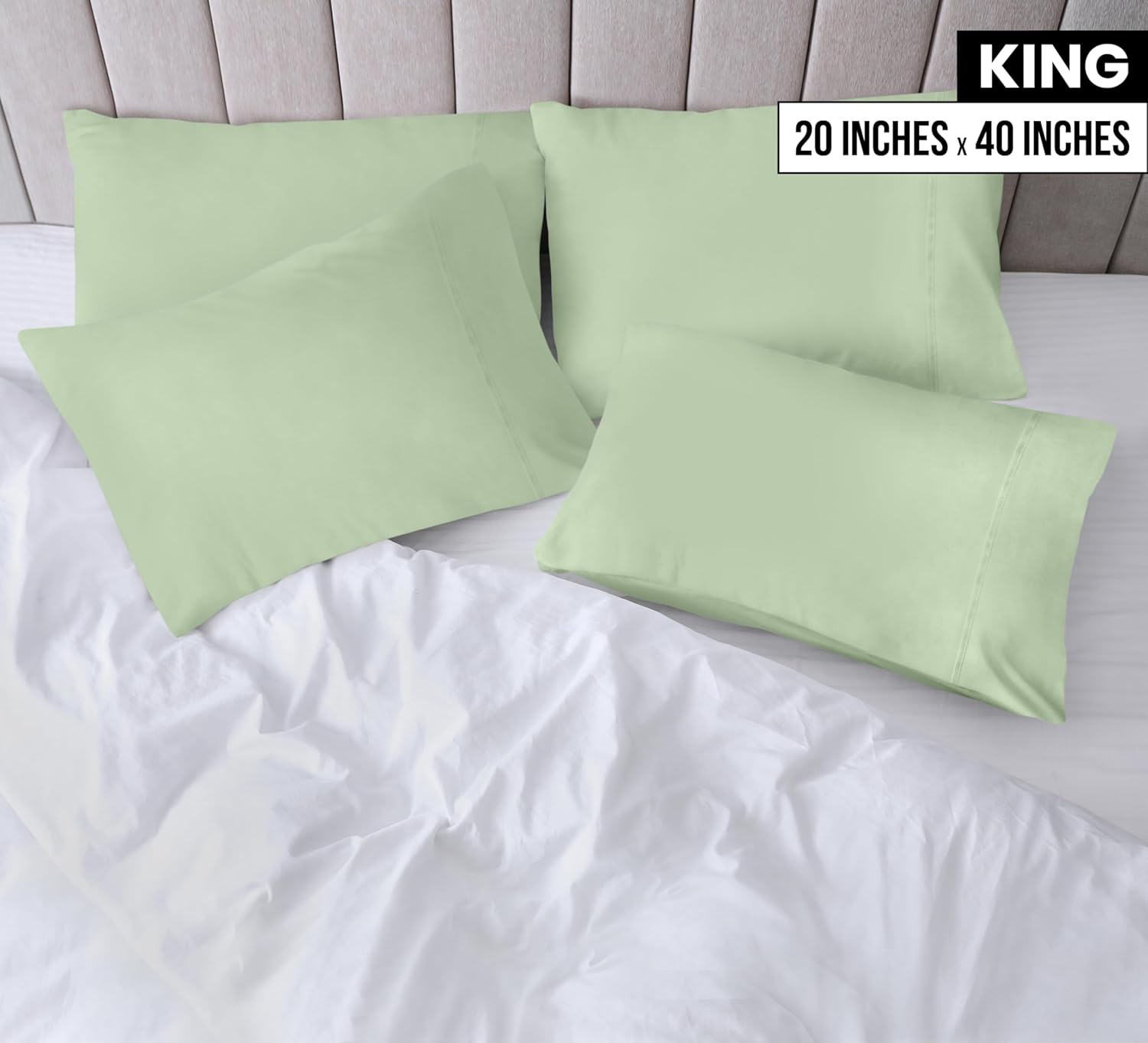 Utopia Bedding King Pillow Cases | 4 Pack - Soft Brushed Microfiber - Fade Resistant 20 x 40 Inches (Sage)