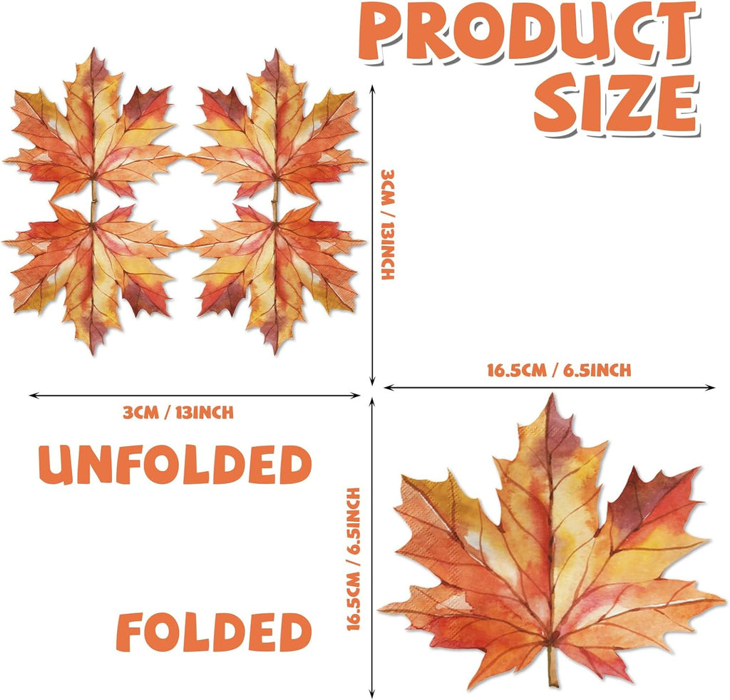 Regine Switzerland 40-Piece Fall Leaves Napkin Set - Perfect for Thanksgiving Decor & Autumn Gatherings