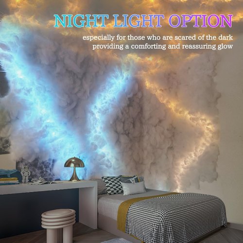 FUSLITE 3D Thundercloud LED Light - Colorful Atmosphere Night Light for Gaming Rooms | 16 Feet