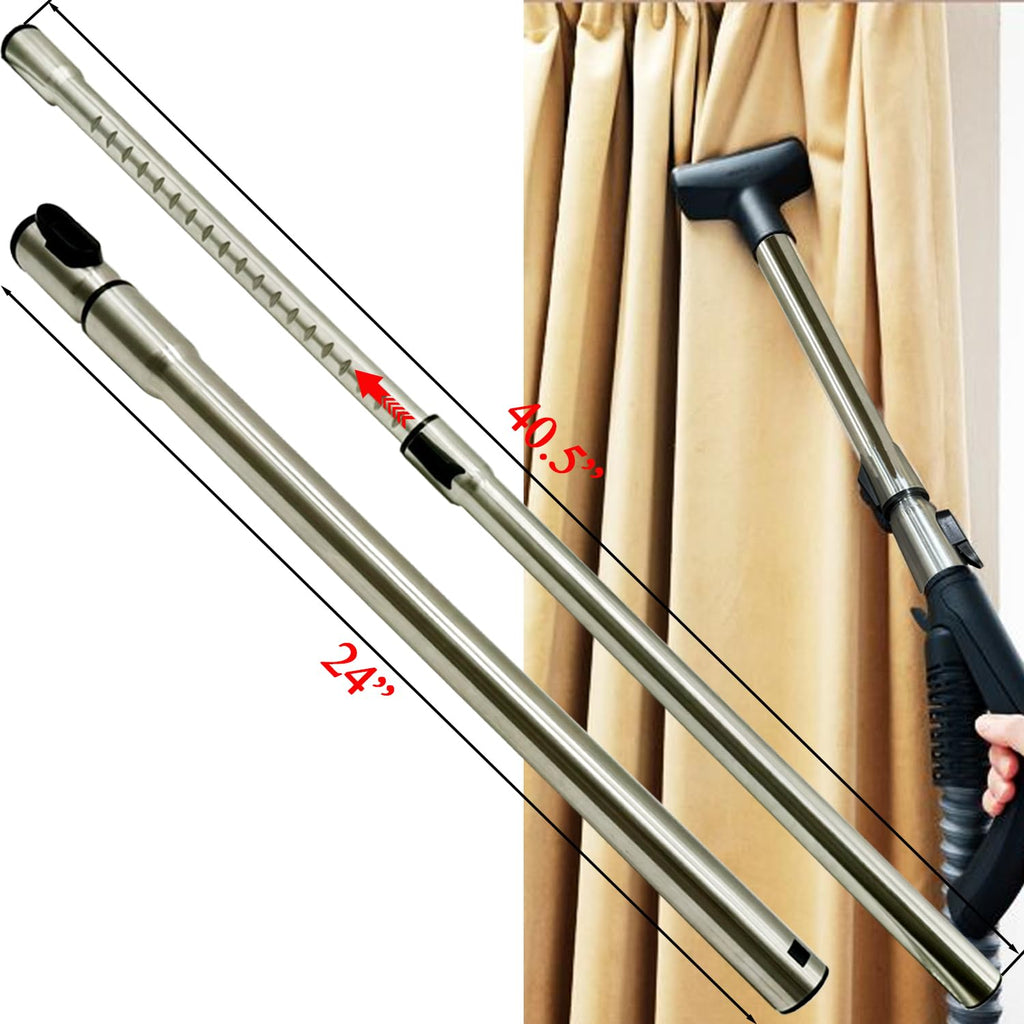 1-3/8'' Stainless Steel Vacuum Extension Wand Compatible with Miele C1 C2 C3 & Vacuums using 1 3/8 Inch Accessories & Attachments - 35mm Vacuum Extension Tube Replacement, Extends Up to 41.7" Long