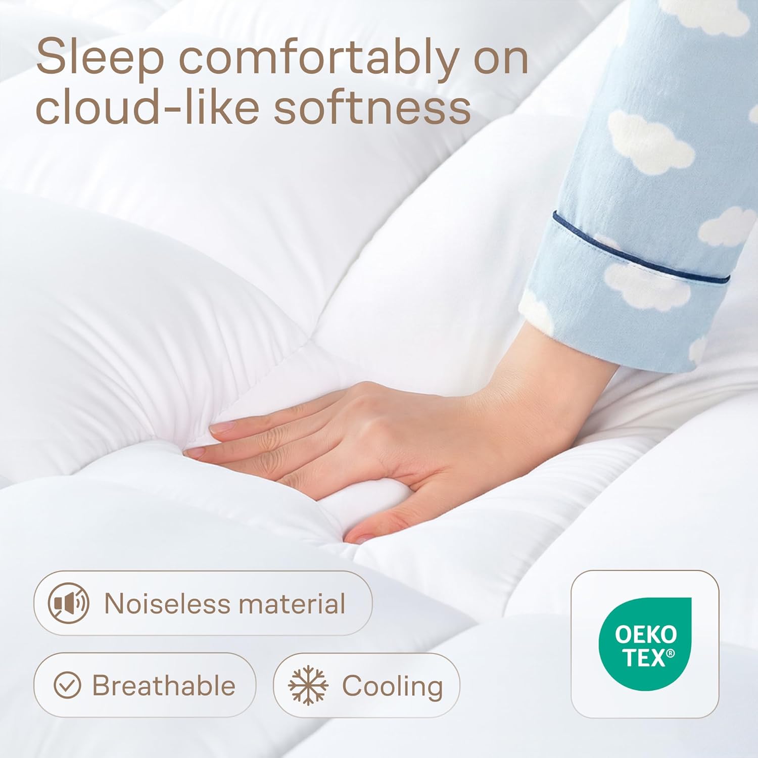 Skiennix Ultra Soft Queen Mattress Topper - Cloud-Like Comfort & Breathable Cooling for Hot Sleepers
