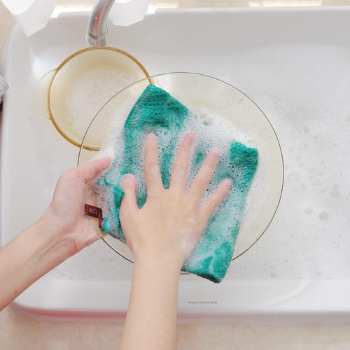 Homaxy Kitchen Dish Cloths - 100% Cotton Waffle Weave, Ultra Soft & Absorbent, 12-Pack, Teal, 12 x 12 Inches