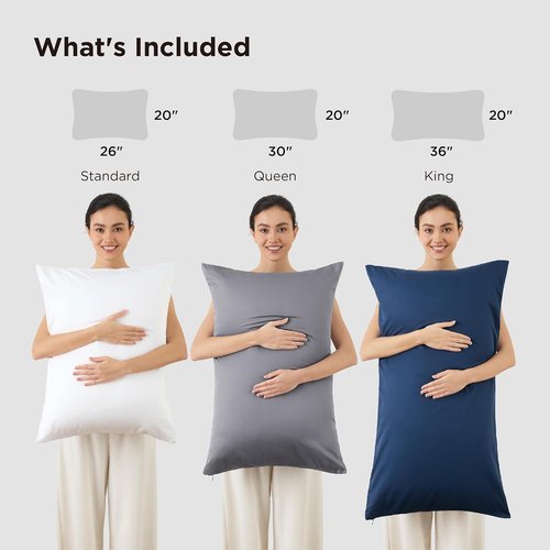 Bedsure Cooling Pillow Cases - Soft Bamboo Zipper Pillow Covers for Hot Sleepers | Queen Size Set of 2, Dark Grey 20x30 Inches