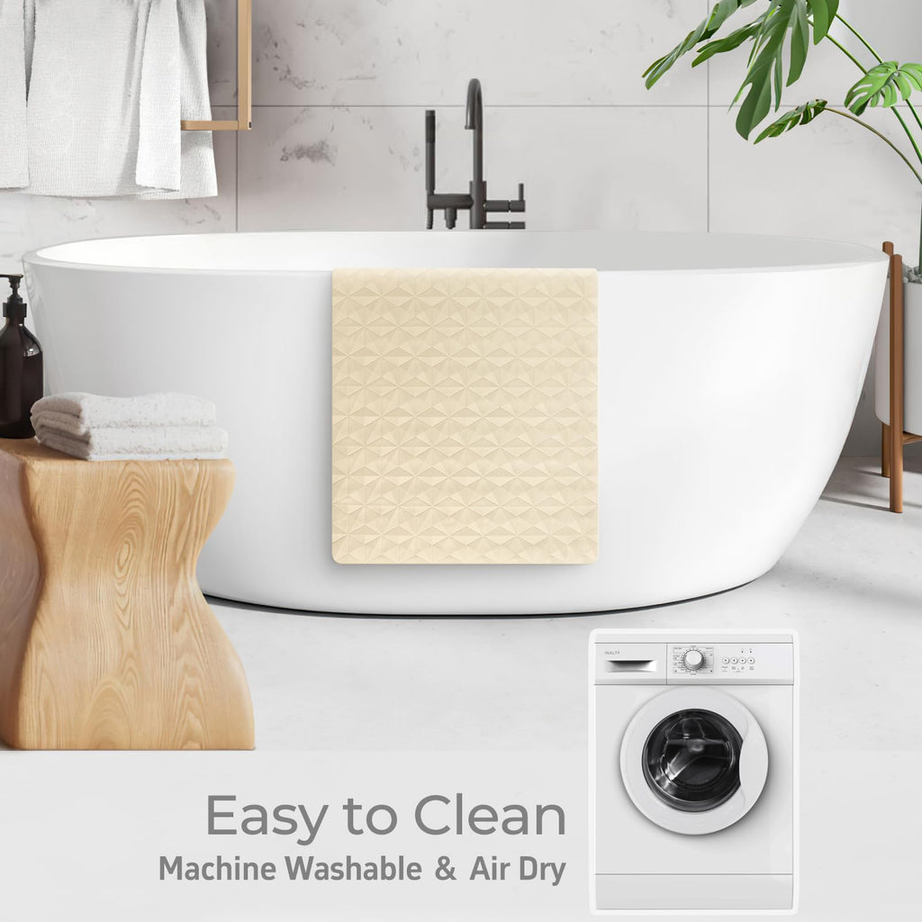 WRISIN Non Slip Bathtub Mat for Bath Tub Shower - Natural Rubber Mat with 241 Suction Cups - Soft Bathroom Safety Mat - Unique Diamond Pattern - Fatigue Relief - Machine Washable - 16 × 28 Inch