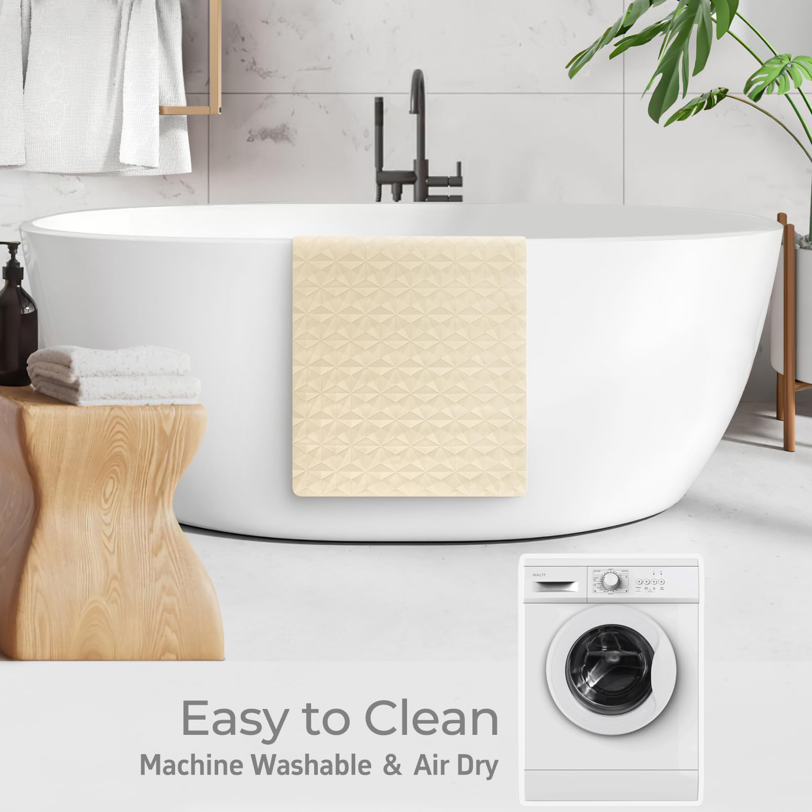 WRISIN Non Slip Bathtub Mat for Bath Tub Shower - Natural Rubber Mat with 241 Suction Cups - Soft Bathroom Safety Mat - Unique Diamond Pattern - Fatigue Relief - Machine Washable - 16 × 28 Inch