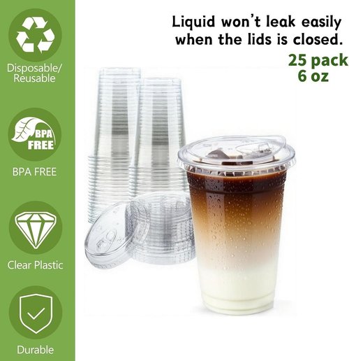 Clear Plastic Cups - 16 oz Disposable Iced Coffee Cups with Strawless Sip Lids | Perfect for Smoothies & Juices