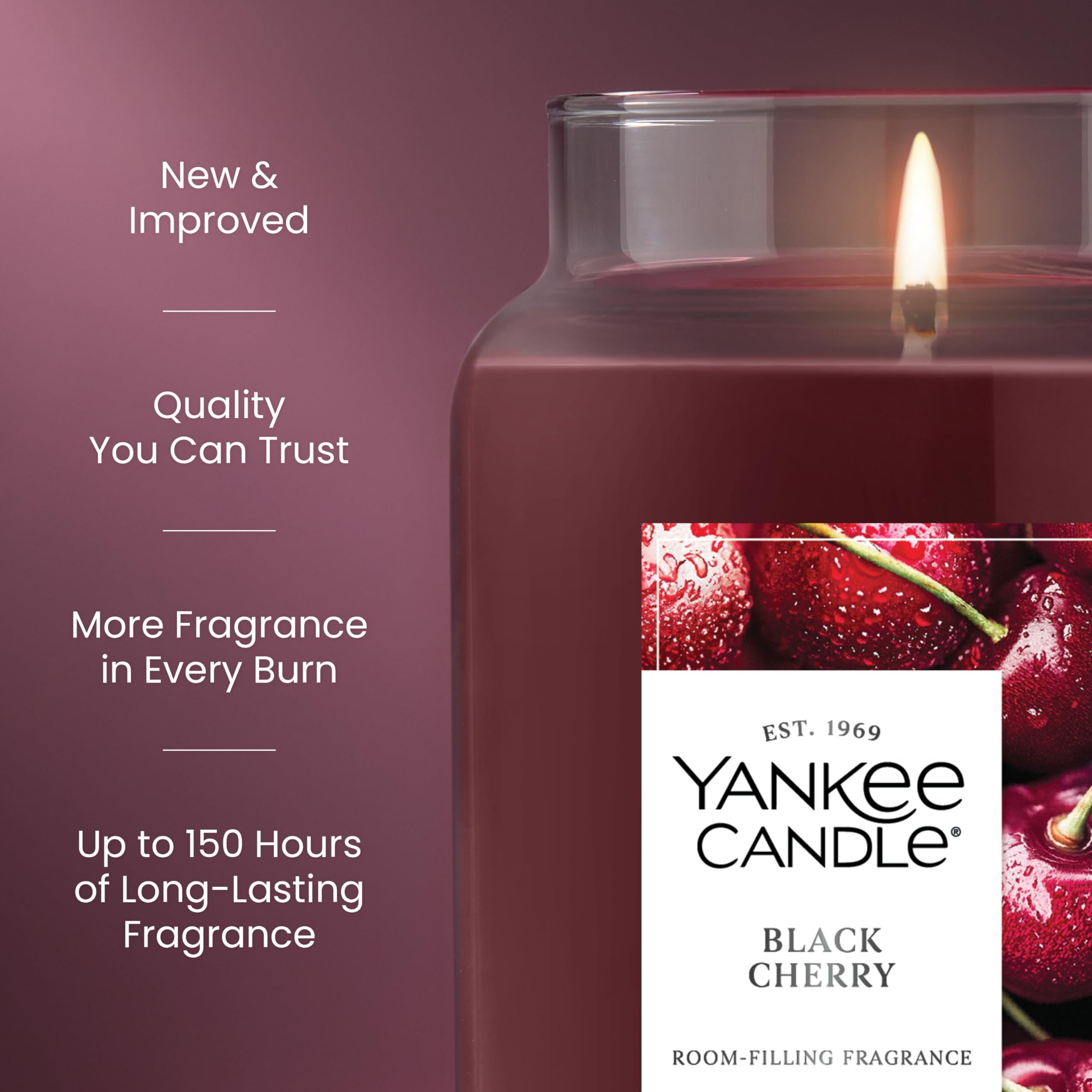Yankee Candle Black Cherry Scented Candle, 22oz Large Jar with up to 150 Hour Burn Time, Giftable