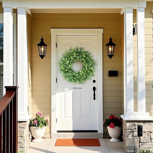 Boxwood Wreath - 26" Large Artificial Greenery for Front Door, Porch & Window | All-Season Home Decor