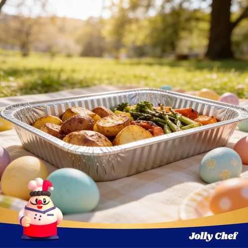JOLLY CHEF 9x13 Aluminum Foil Pans - 30 Pack of Disposable Deep Steam Pans for Roasting & Catering