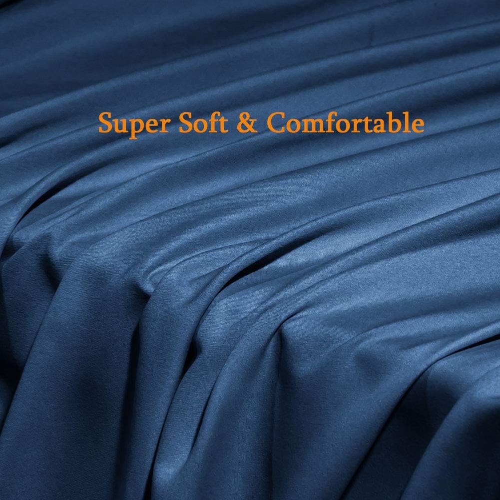 SONORO KATE Bed Sheet Set - Luxury Egyptian Microfiber 1800 Thread Count | Super Soft, Navy Blue, Queen Size, 6-Piece