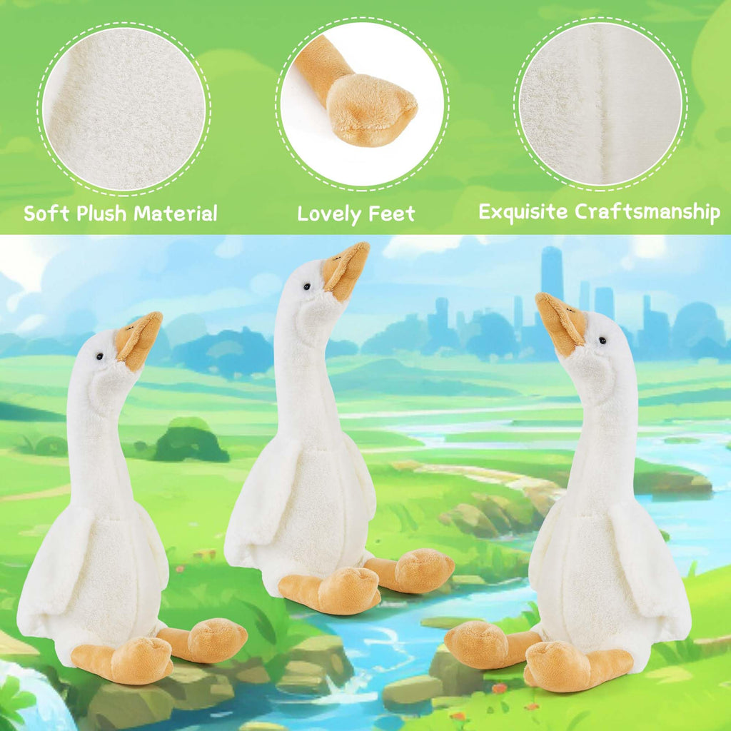 Heamoe 15.7" Swan Stuffed Animal, Cute White Fluffy Goose Duck Stuffed Plush Toy Hugging Pillow Gifts for Kids Birthday