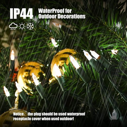 Dirnun Christmas Lights - 100 Count Clear White Incandescent String Lights | UL Certified for Indoor/Outdoor Use