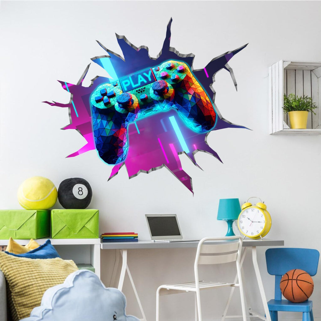 YIMEHDAN 3D Game Wall Decals - Removable Vinyl Stickers for Gaming Lovers | 35.8”x32.4” Playroom Decor