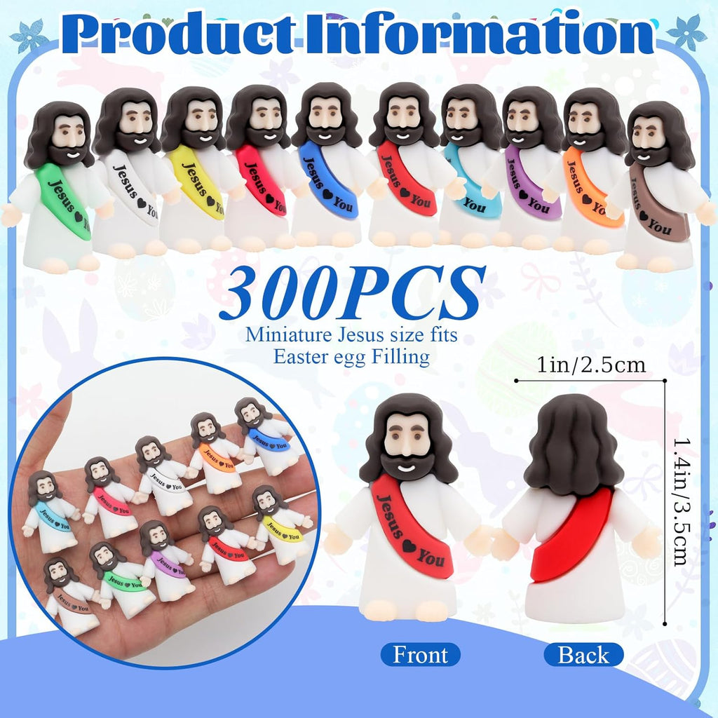 Owurha Jesus Love You Mini Figures - 300 Pcs Tiny Religious Figurines for Parties, Baptism Gifts & Easter