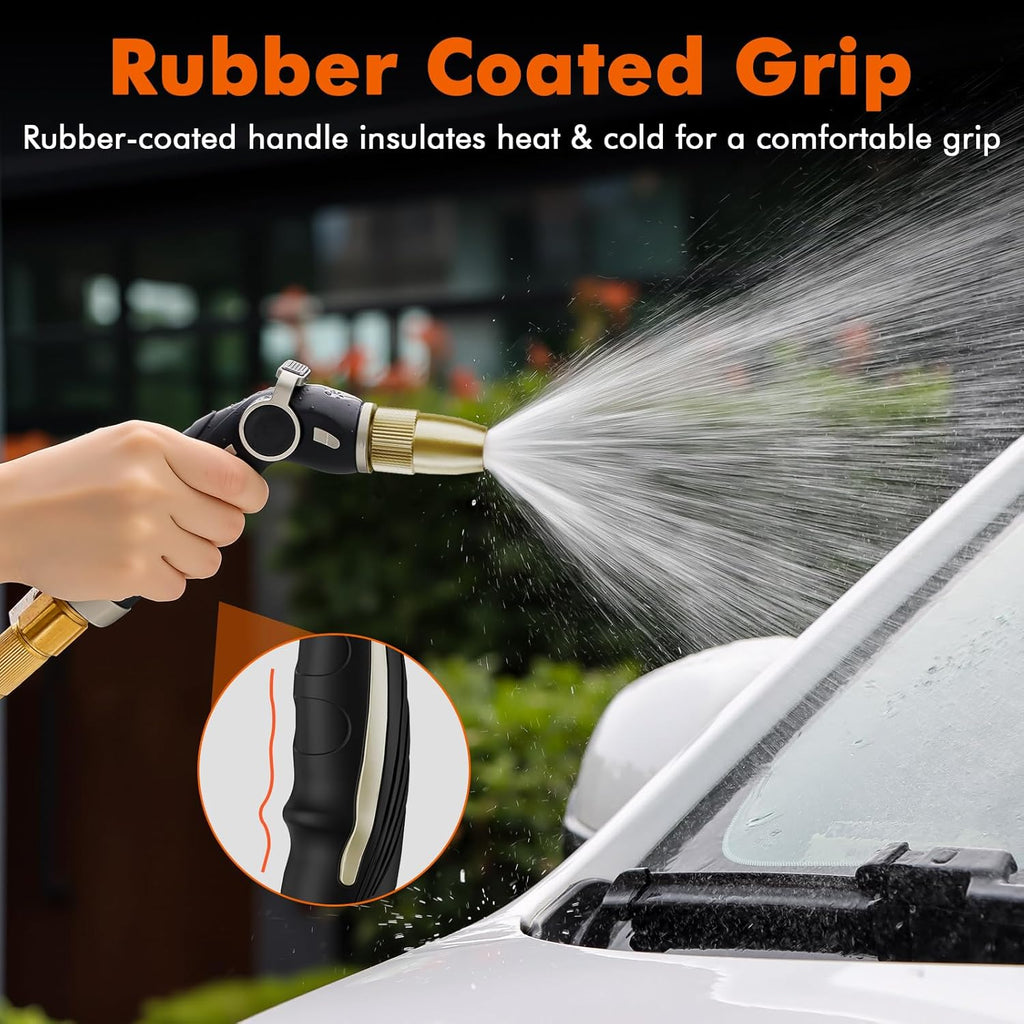 RESTMO High Pressure Hose Nozzle - Heavy Duty Brass Head for Car Washing & Garden Cleaning | 4 Adjustable Spray Patterns