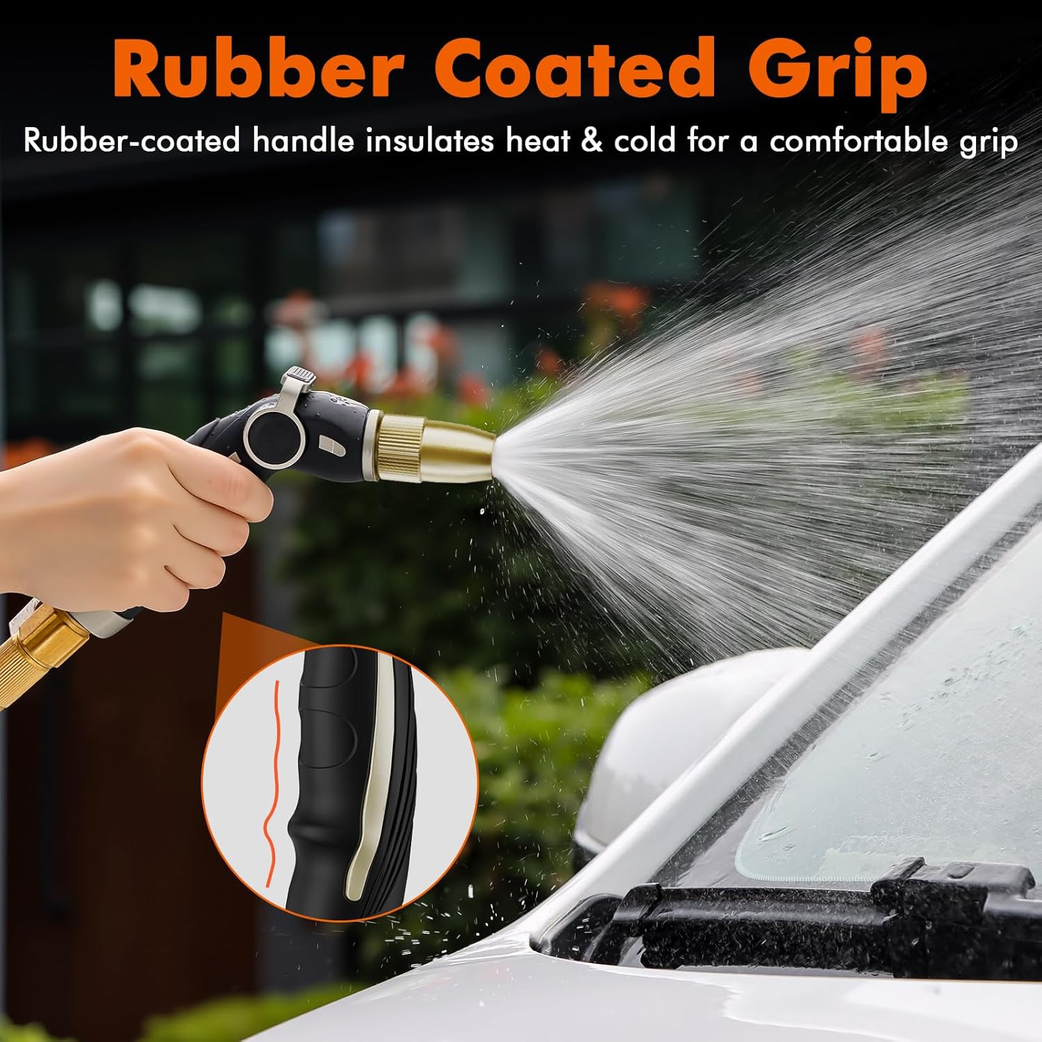 RESTMO High Pressure Hose Nozzle - Heavy Duty Brass Head for Car Washing & Garden Cleaning | 4 Adjustable Spray Patterns