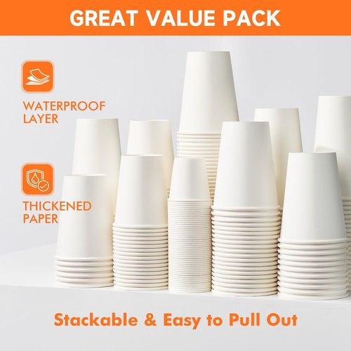 METAPRINT 100 Pack 12 oz Disposable Coffee Cups with Lids and Sleeves, Paper Coffee Cups for Hot/Cold Drinks, Leak-Proof To Go Cups with Lids for Home, Cafes, Events and Office