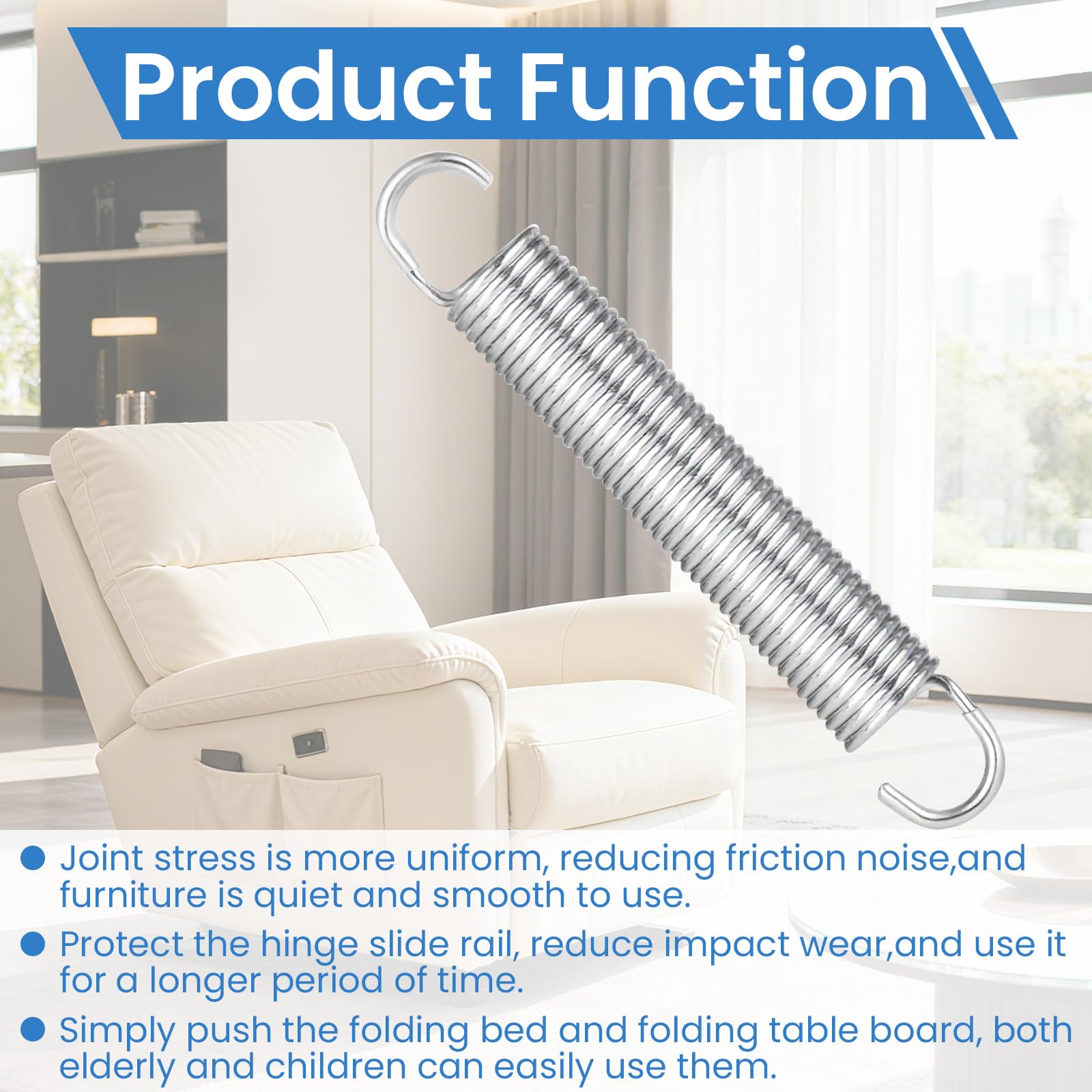 Aocies 4-3/4 inch Recliner Sofa Chair Replacement Springs (2 pcs) Mechanism Tension Sofa Chair Stainless Steel Spring