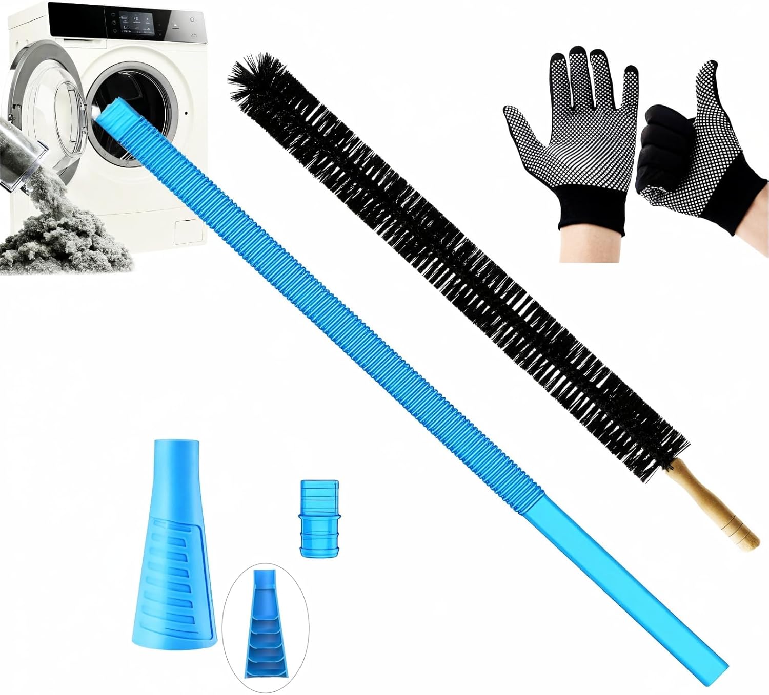 Universal Dryer Vent Cleaner Kit - Vacuum Hose Attachment & Lint Brush for Efficient Cleaning